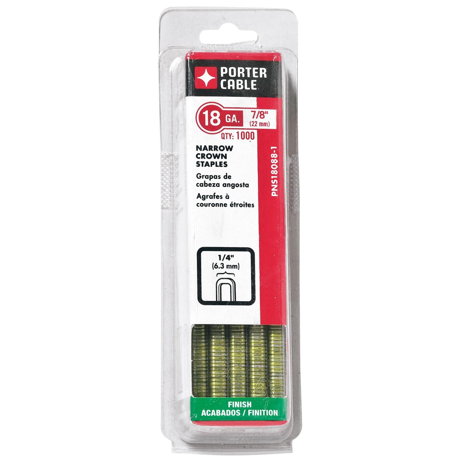 Porter Cable 1/4 in. W X 7/8 in. L 18 Ga. Narrow Crown Staples