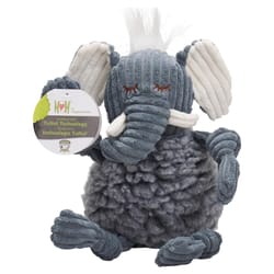 HuggleHounds FlufferKnottie For Dog Gray Fabric Ellamae Elephant Dog Toy Large 1 pk