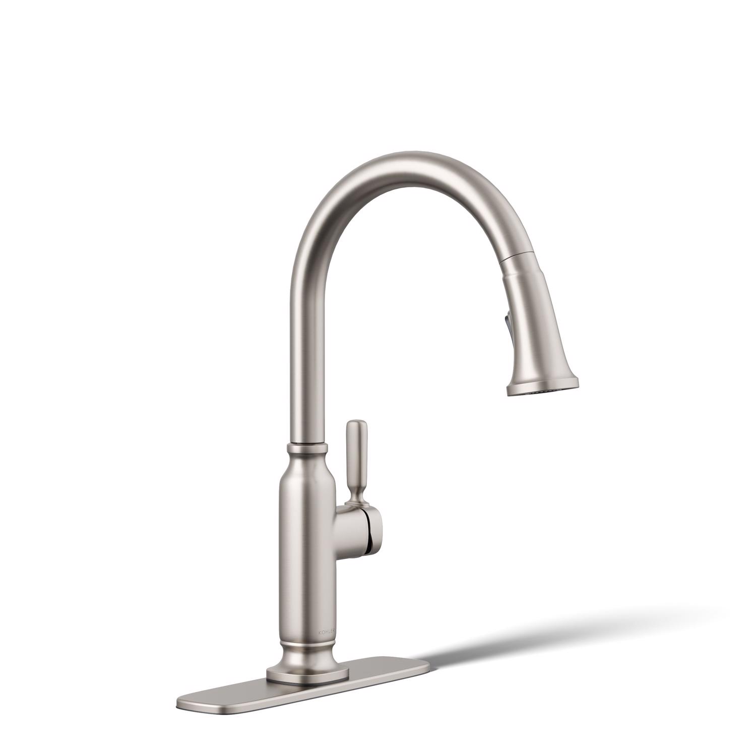 Kohler Ackley One Handle Lacquer Vibrant Stainless Pull-Down Kitchen Faucet