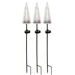 Smart Living Solar White Christmas Tree 35.4 in. Pathway Decor