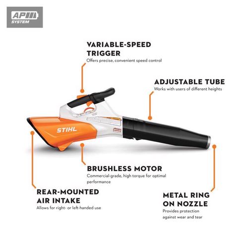 STIHL BGA 200 188 mph 553 CFM 36 V Battery Handheld Leaf Blower