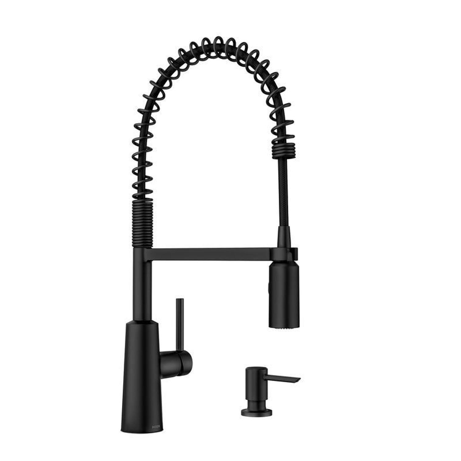 Nori Pre-Rinse Spring Kitchen Faucet - Matte Black