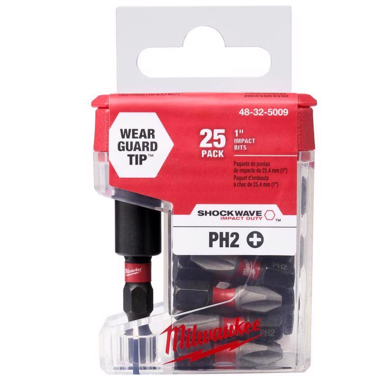 Photos - Drill Bit Milwaukee Shockwave Phillips #2 X 1 in. L Impact Insert Bit and Bit Holder Set Steel 26 pc 48-32-5009 