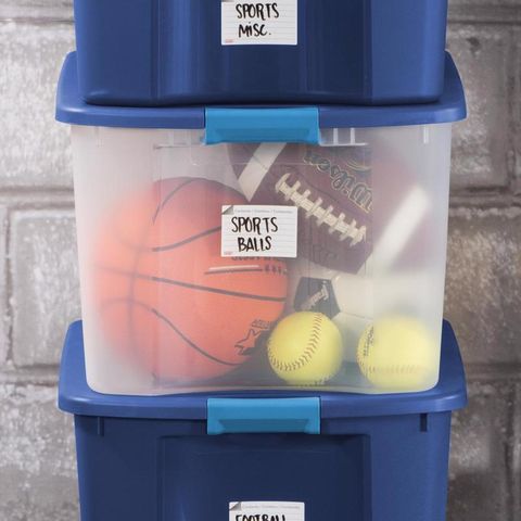 Sterilite 18 gal Blue/Clear Latch Storage Box 13-5/8 in. H X 23-5