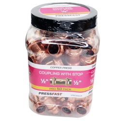 Pressfast 1/2 in. Press each Press each Copper Coupling with Stop 50 pk