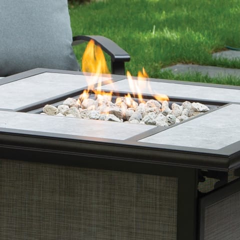 Living Accents Canzo 5 pc Black Steel Fire Pit Set Gray Mfr