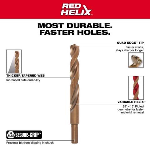 Milwaukee Red Helix Assorted X 7.75 in. L Cobalt Colbalt Drill Bit