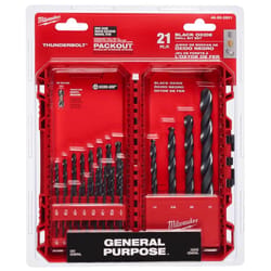 Milwaukee Thunderbolt Assorted Black Oxide Drill Bit Set 3-Flat Shank 21 pc