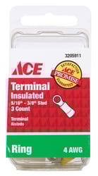 Ace Ring Terminal Yellow 3 pk