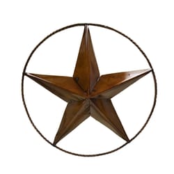 Creative Decor Brown Metal 30 in. H Tin Ring Star Wall Hanging Decor