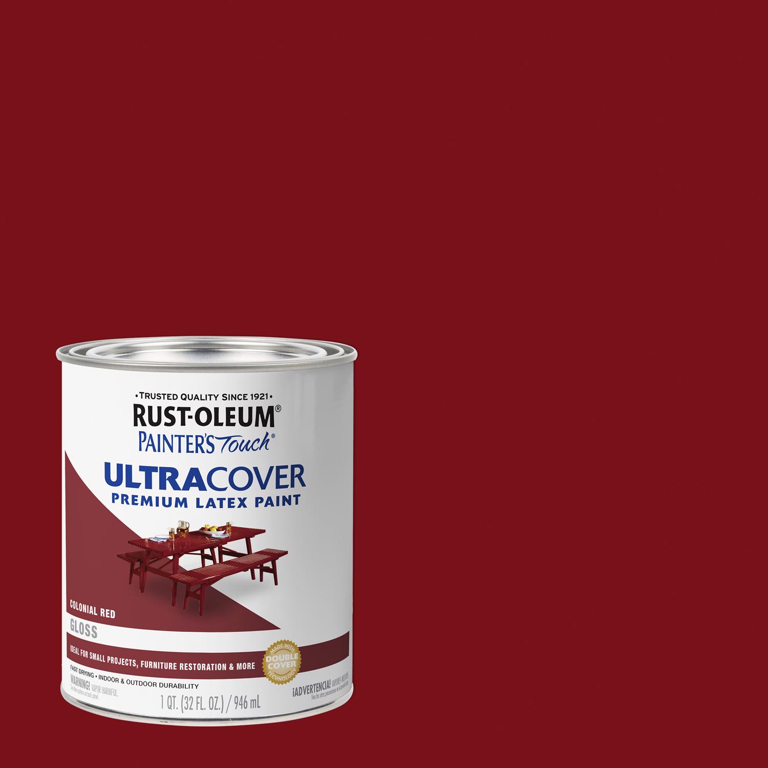Rust-Oleum Painters Touch Ultra Cover Gloss Colonial Red Water-Based Ultra Cover Paint 1 qt