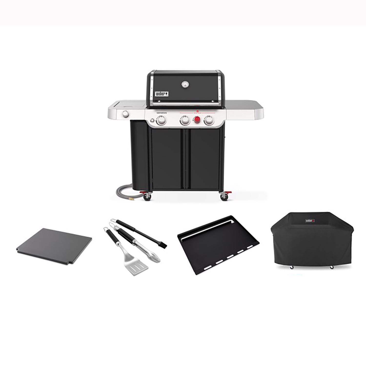 Weber Genesis SP-E-335 NG Grill Bundle: Grill, Cover, Griddle, Stone, Tools