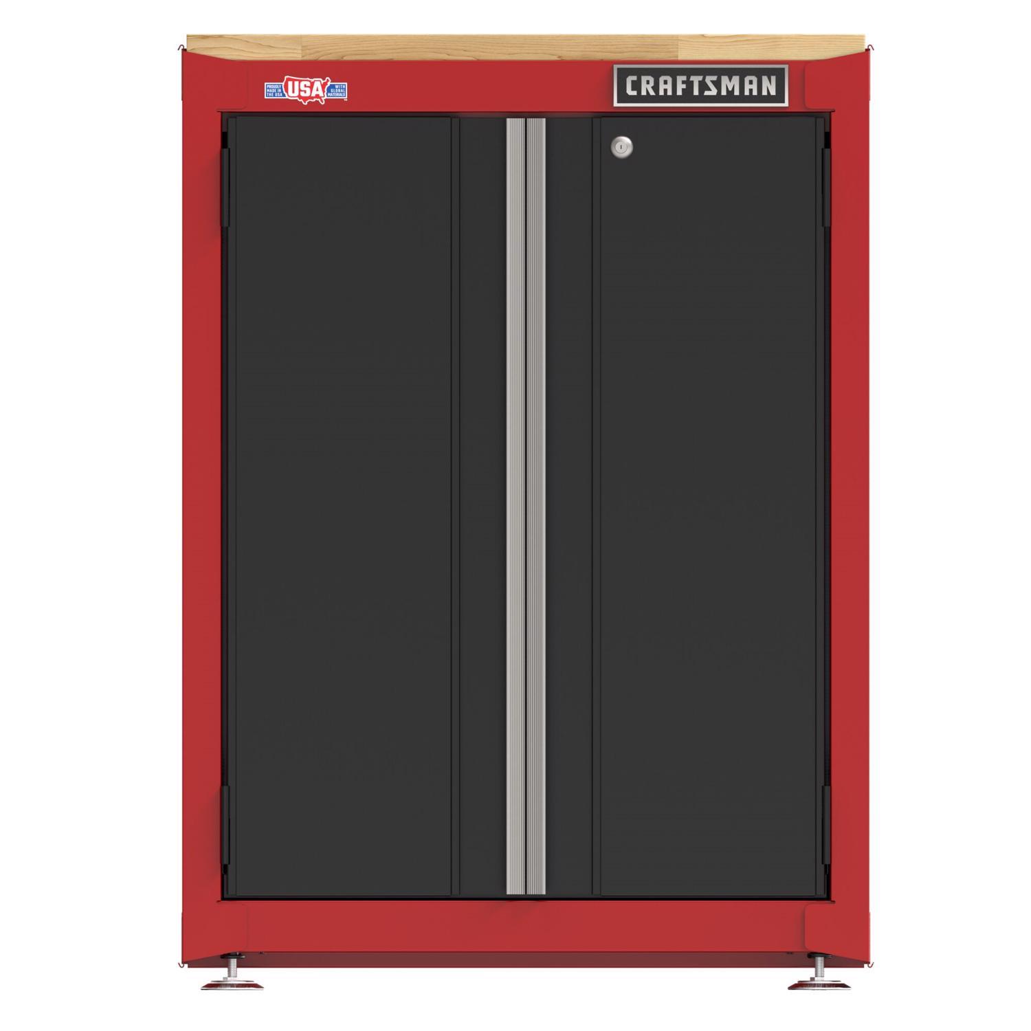 Craftsman 42 in. H x 26.5 in. W x 22.75 in. D Black/Red Steel 2-Door Cabinet, image size:1500x1500