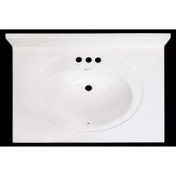 Arstar Standard Cultured Marble Bathroom Sink 31 in. W X 22 in. D White