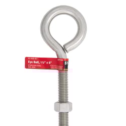 Hampton 1/2 in. X 6 in. L Stainless Stainless Steel Eyebolt Nut Included