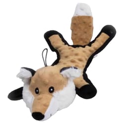 Steel Dog Multicolored Plush Flat Bumpy Fox Squeak Dog Toy 1 pk
