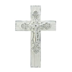 Wings of Devotion 13.5 in. H X 9 in. L White Poly Resin Wall Cross