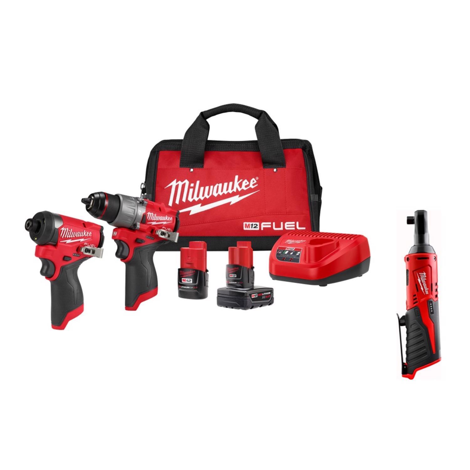 Milwaukee M12 FUEL 2PC Drill & Impact Combo Kit with 3/8 inch
