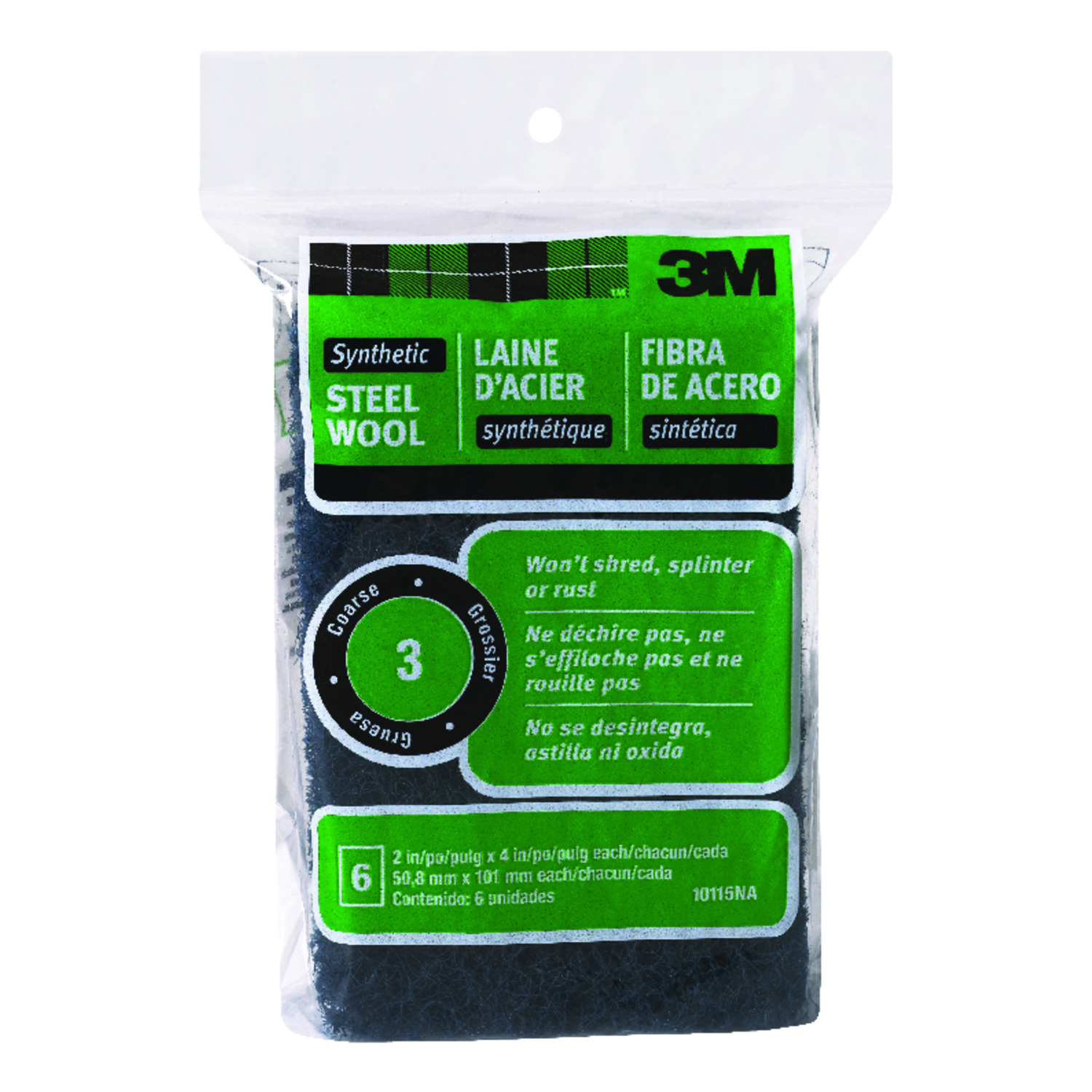 3 Grade Medium Steel Wool Pad 6 pk
