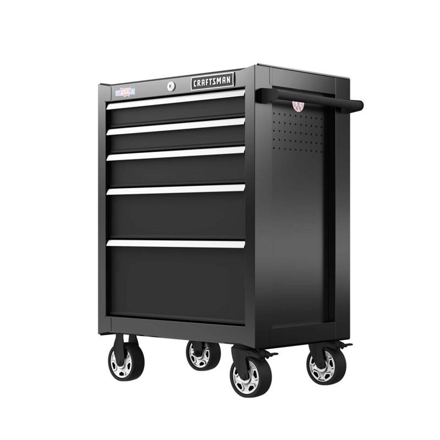 Ace Hardware CRAFTSMAN S2000 26 in. 5 drawer Steel Rolling Tool Cabinet 37.5 in. H X 18 in. D