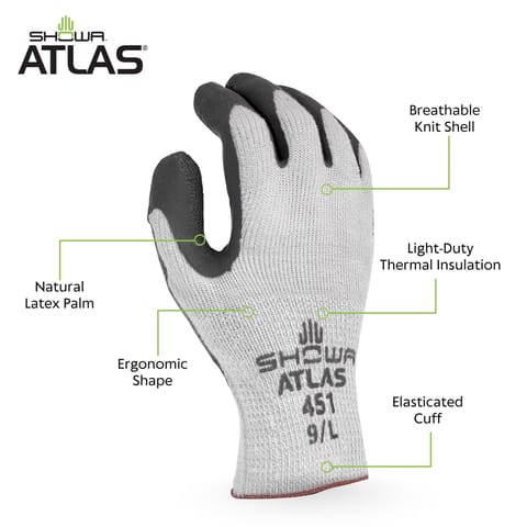 SHOWA ATLAS 451 Unisex Indoor/Outdoor Cold Weather Work Gloves