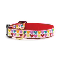 Up Country Multicolor Pop Hearts Nylon Dog Collar Small