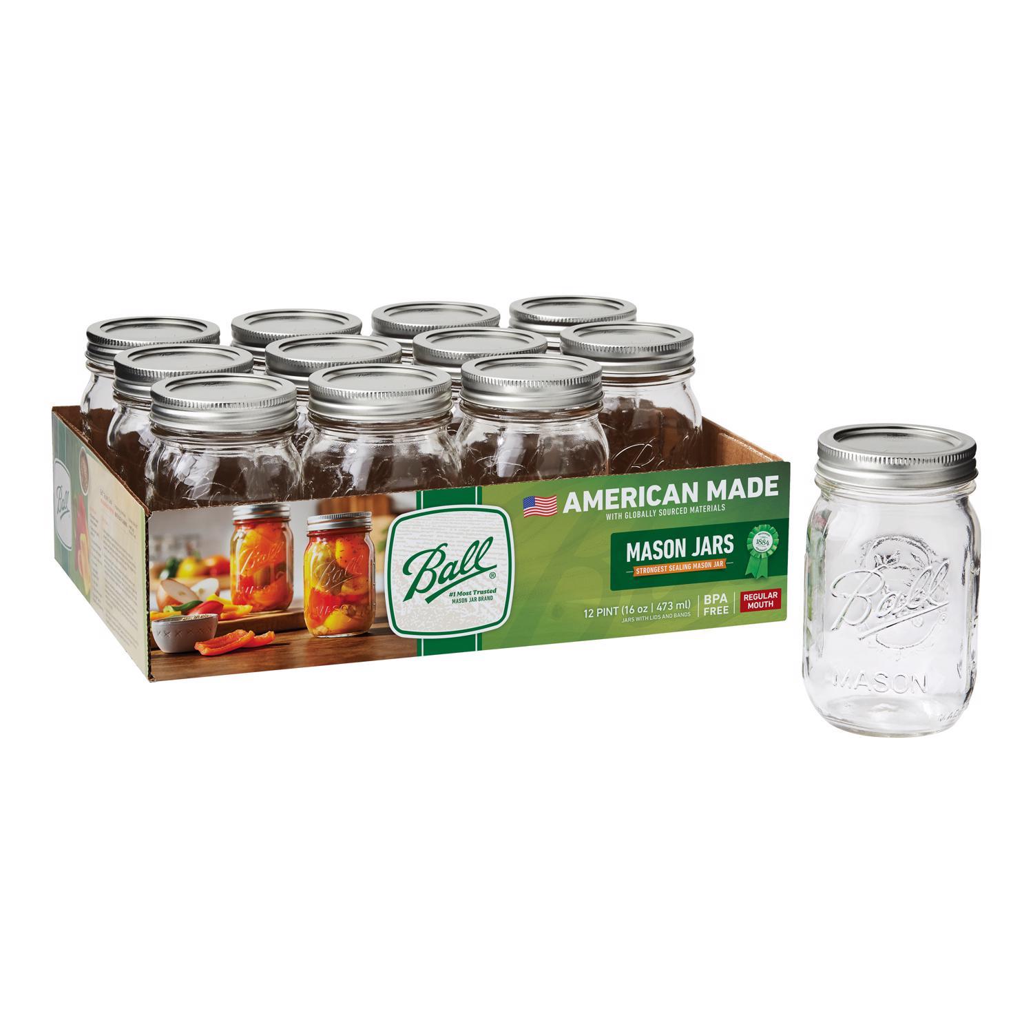 Ball Regular Mouth Mason Jar 16 oz 12 pk Mfr# 61000 - Ace Hardware
