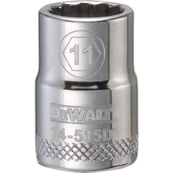 DeWalt 11 mm X 3/8 in. drive Metric 12 Point Socket 1 pc
