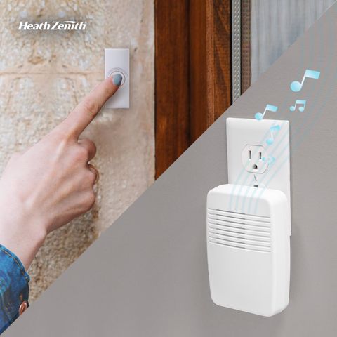 Heath Zenith White Plastic Wireless Door Chime Kit Mfr# 18000124