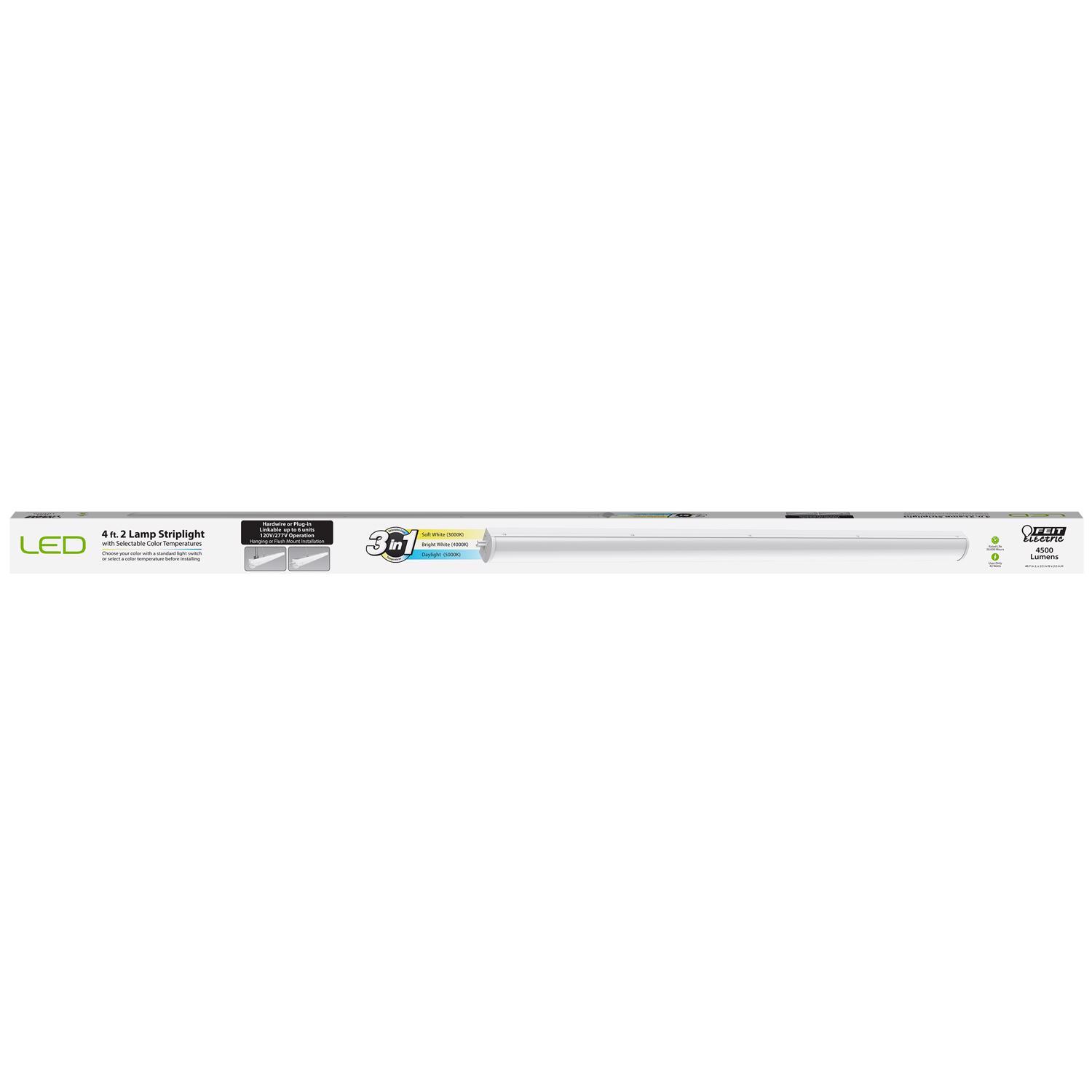 Feit 48 in. L White Hardwired LED Strip Light 4500 lm