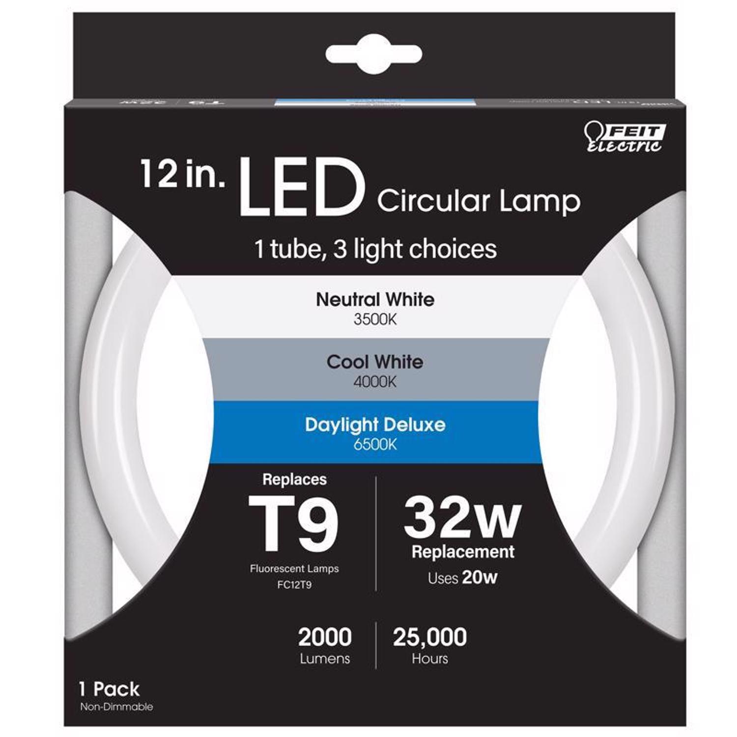 Feit Electric 12 Inch 20W 2000 Lumens T9 G10Q 4-Pin Circular LED Light White - 3011439