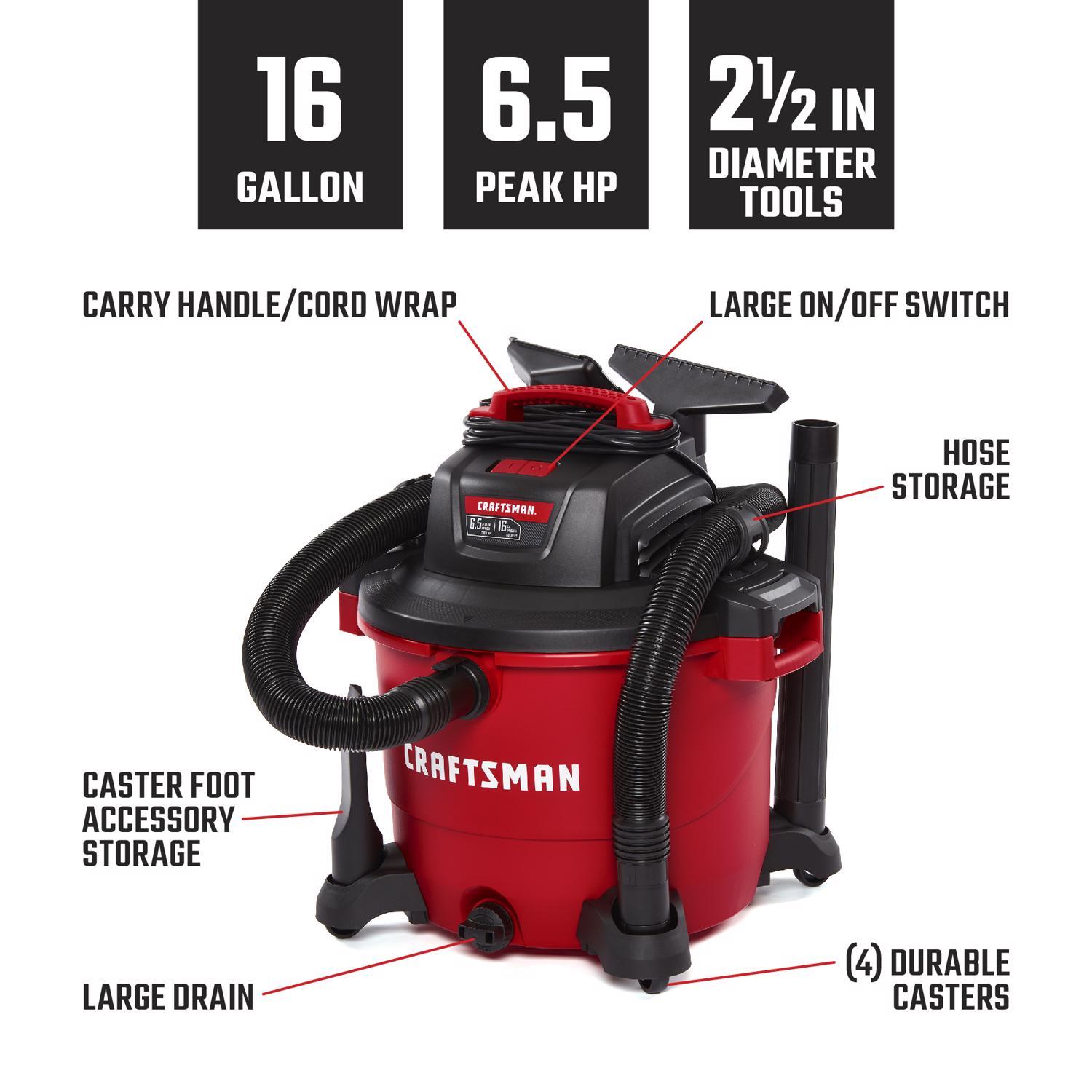 Craftsman 16 gal Corded Wet/Dry Vacuum 12 amps 120 V 6.5 HP Mfr