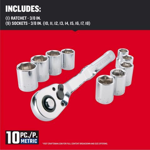 Craftsman Assorted X 3/8 in. drive Metric 6 Point Standard Socket