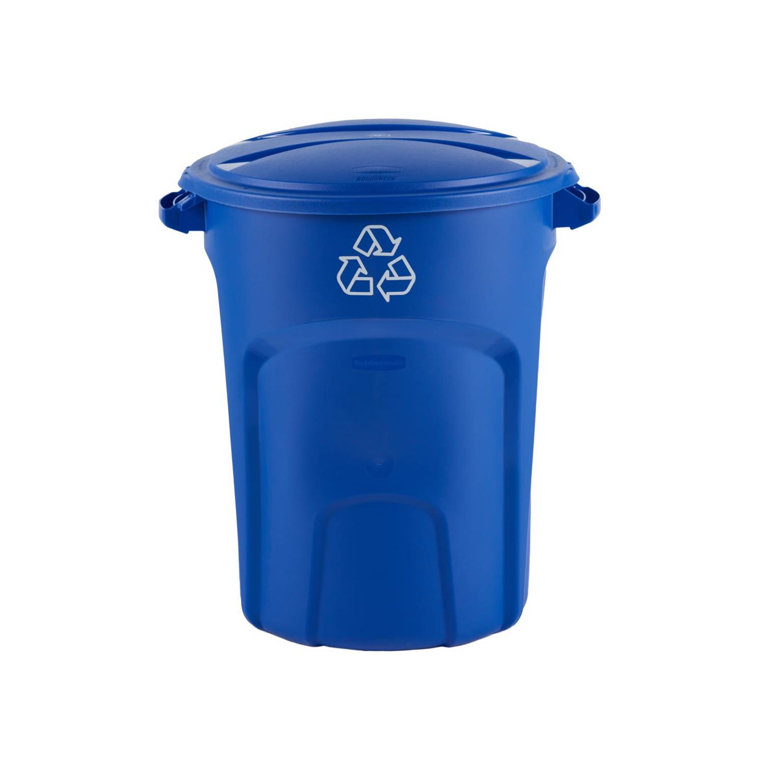 Rubbermaid Roughneck 32 gal Blue Plastic Garbage Can Lid Included