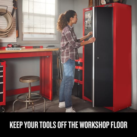 CRAFTSMAN 74 in. H X 32 in. W X 18 in. D Black/Red Steel Storage