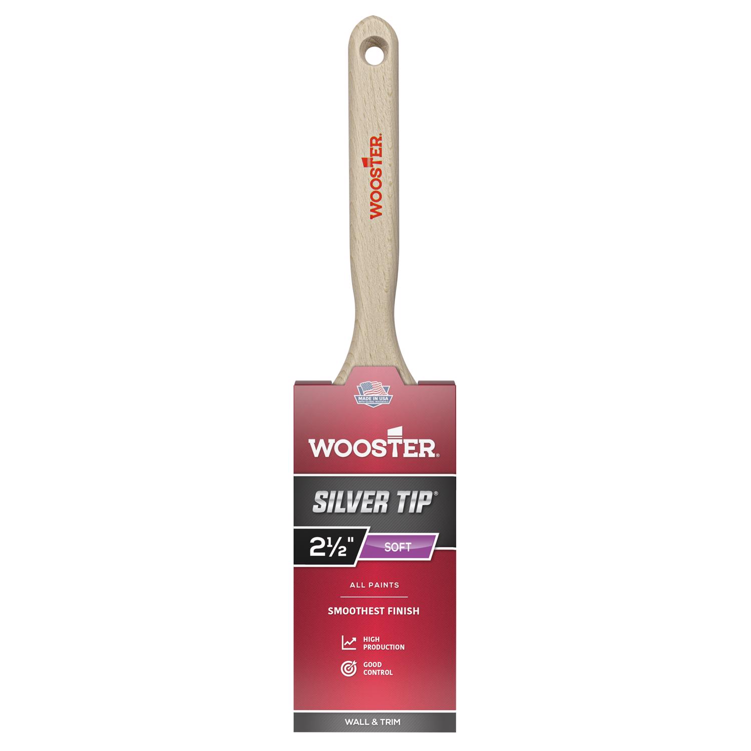 2-1/2" Flat Sash Soft, Silver CT Polyester Bristle, Paint Brush, Wood Handle