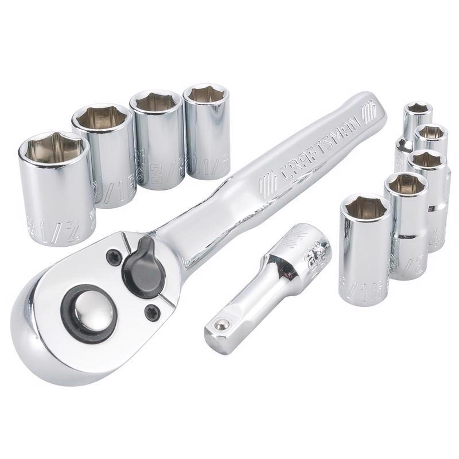 Craftsman 1/4 in. drive SAE 6 Point Socket and Ratchet Set 11 pc