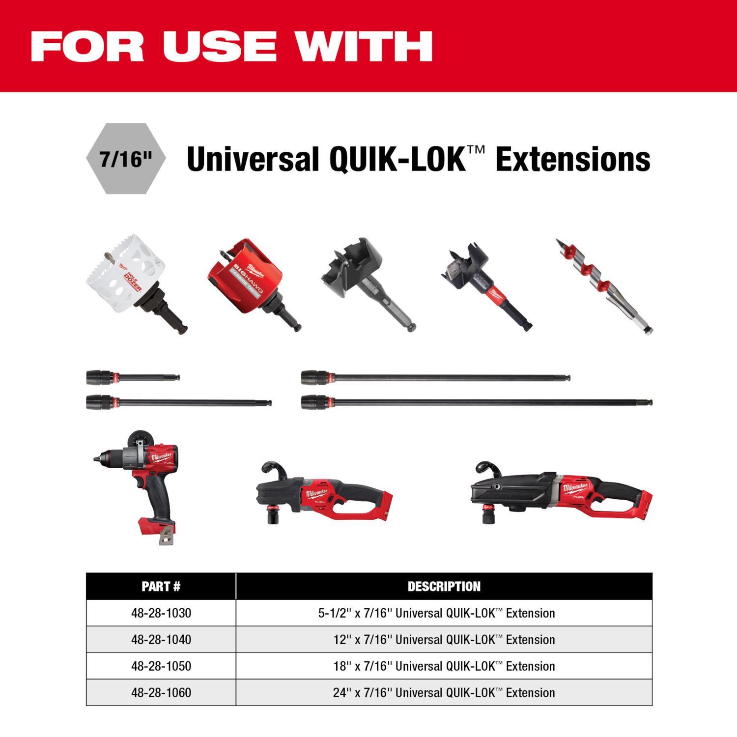 Milwaukee Quik-Lok 5.5 in. Alloy Steel Drill Chuck Extension 7/16