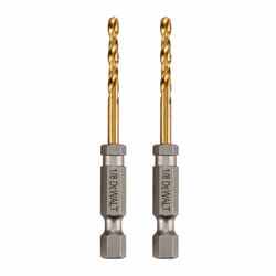 DeWalt Impact Ready 1/8 in. X 2-5/8 in. L Titanium Drill Bit Hex Shank 2 pk