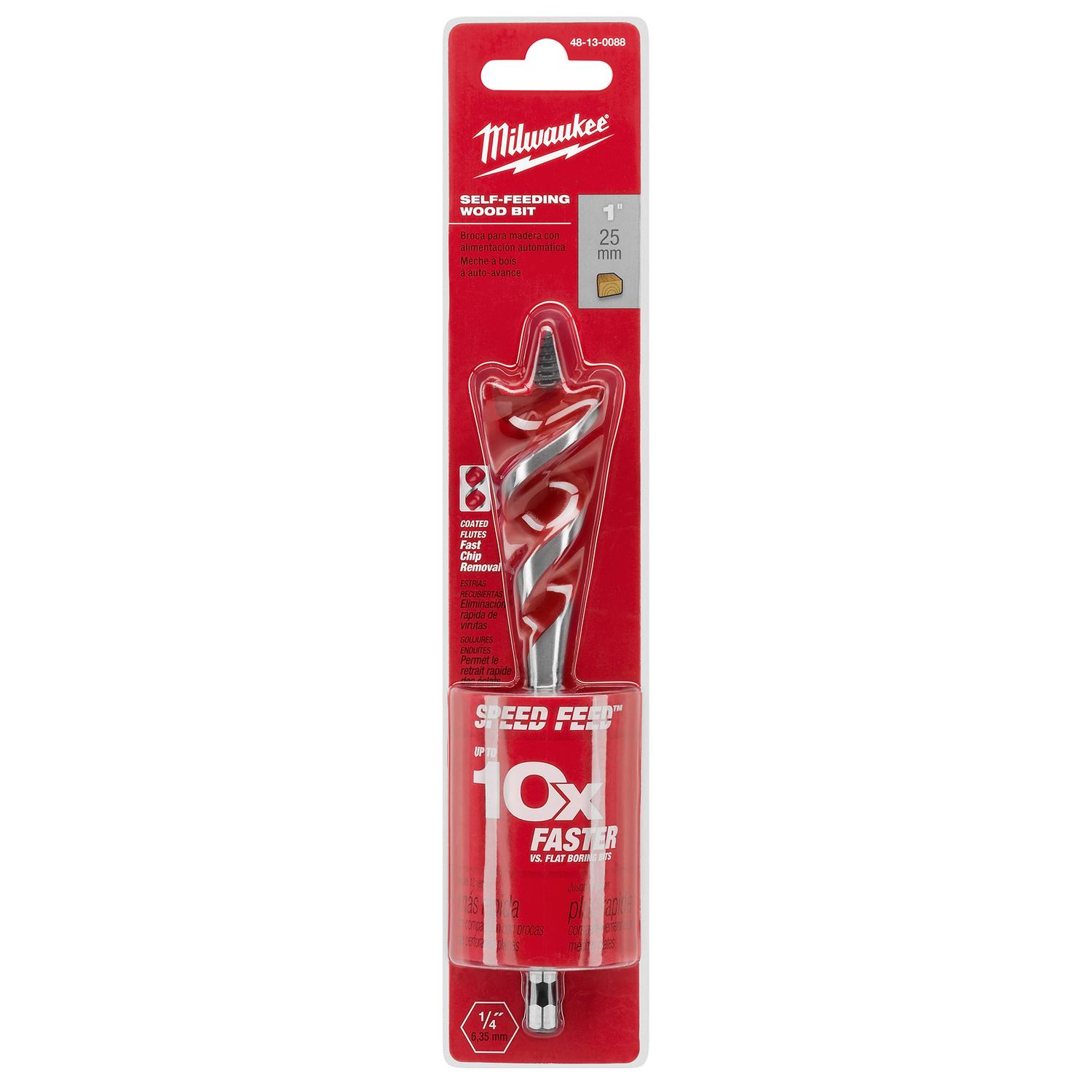 Photos - Drill Bit Milwaukee Speed Feed 1 in. X 6-1/2 in. L Steel Self-Feeding Wood Bit Quick-Change Hex Shank 1 pc 48-13-0088 