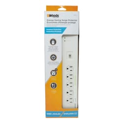 Southwire Woods 5 ft. L 6 outlets Smart-Enabled Power Strip w/Surge Protection White 1080 J
