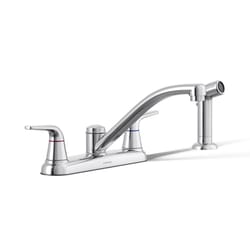 Sterling Passera Two Handle Polished Chrome Kitchen Faucet Side Sprayer Included