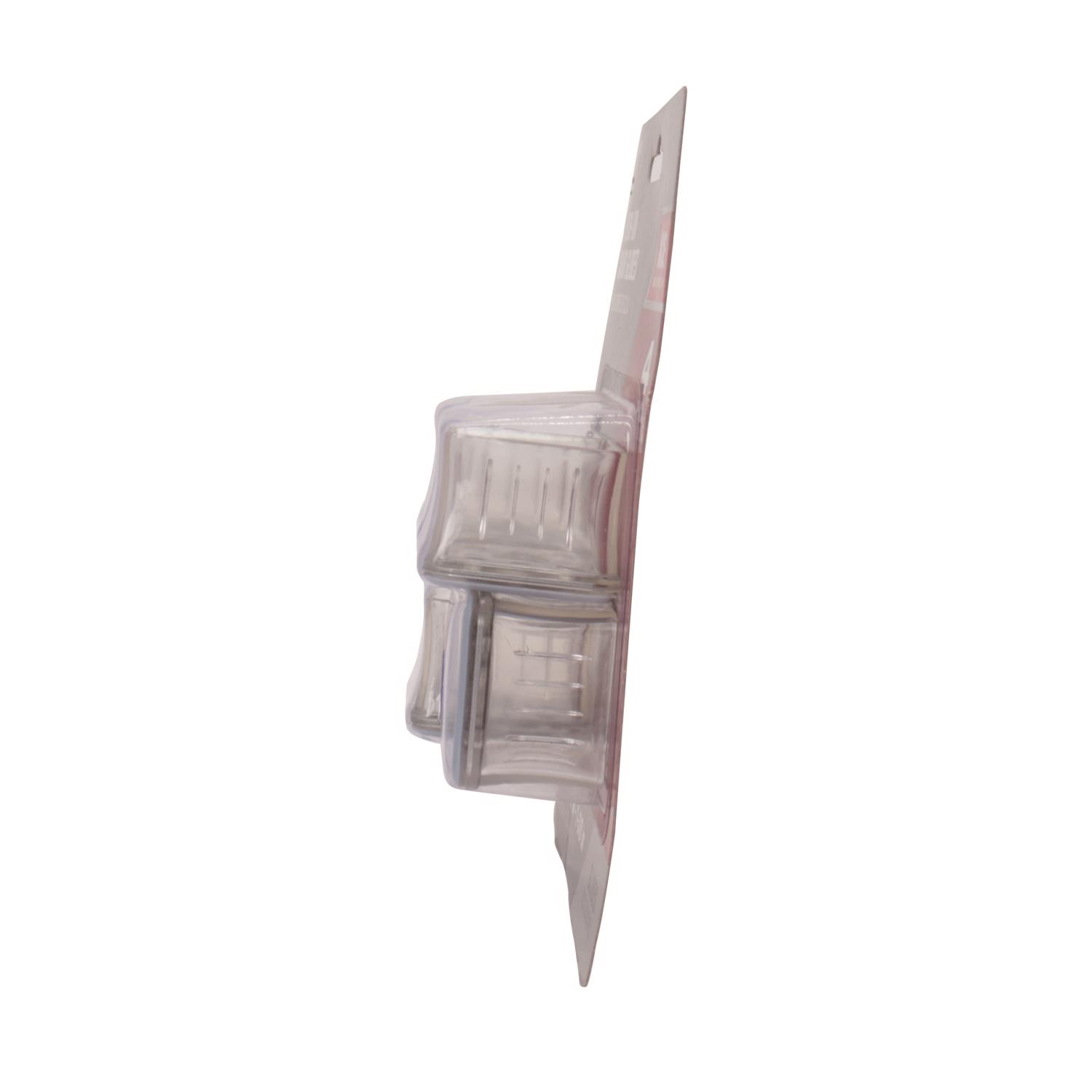 Clear push-on chair glide with light blue back plate insert