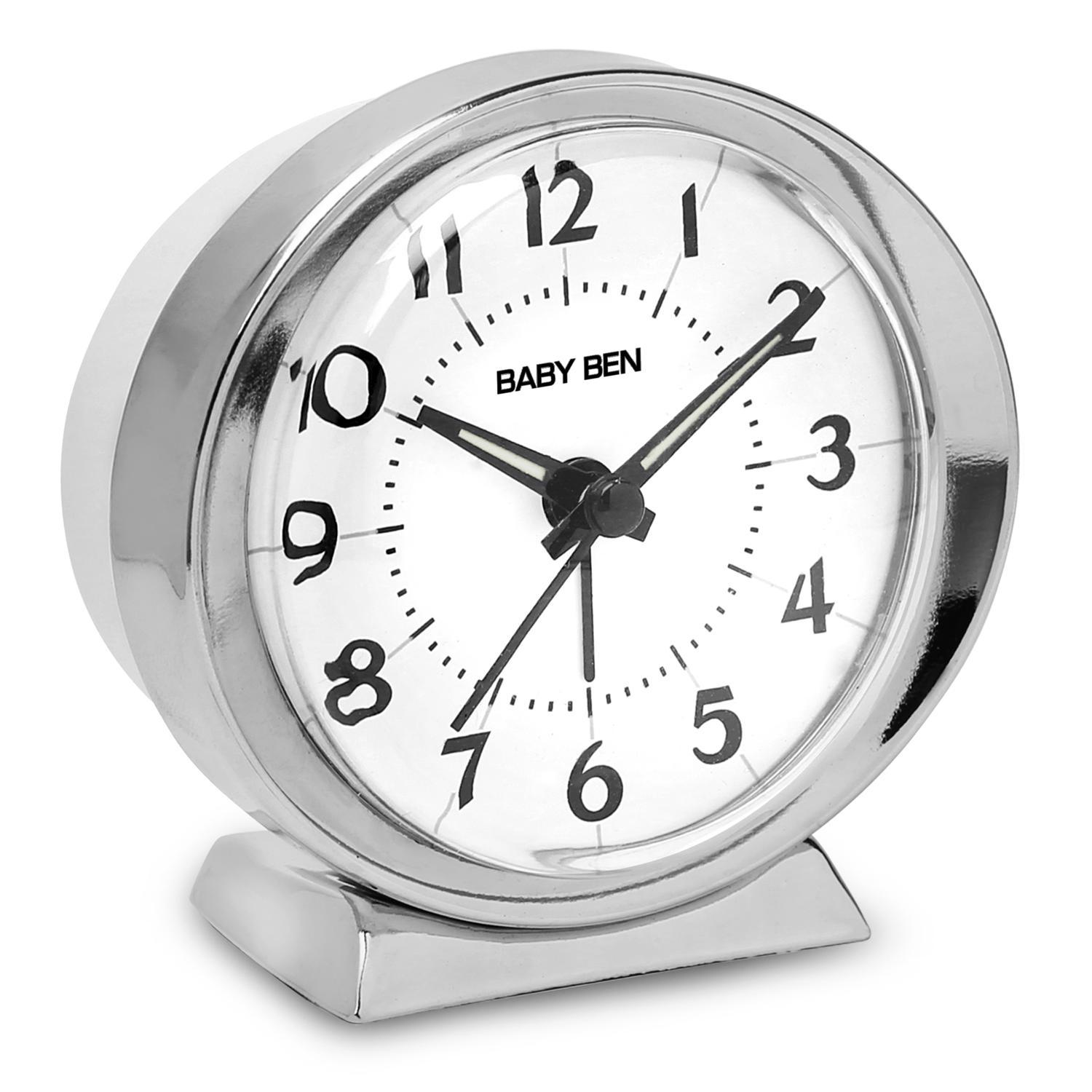 Westclox Baby Ben Silver Alarm Clock Analog Battery Operated Mfr
