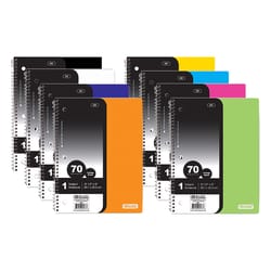 Bazic Products 10-1/2 in. W X 8 in. L College Ruled Side-Spiral Assorted Poly Cover Notebook