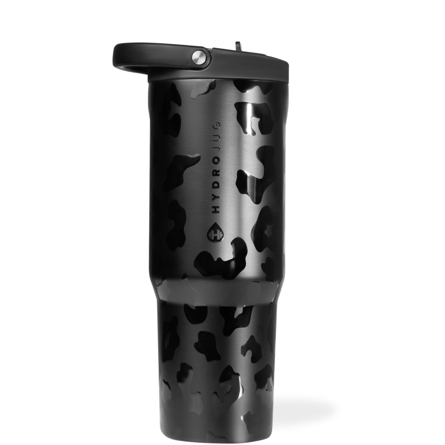 Hydrojug 32 oz Black Leopard Sports Water Bottle w/Straw Mfr 