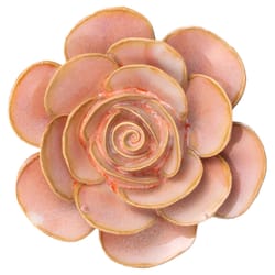 Chive France 1.77 in. H X 4 in. L Glazed Pink Ceramic Ranunculus Wall Flower
