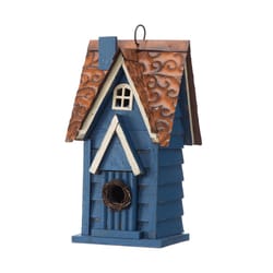 Glitzhome 12 in. H X 5.5 in. W X 6.5 in. L Metal and Wood Bird House