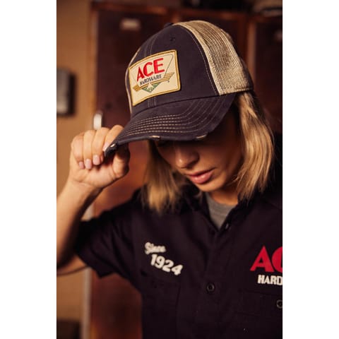 Ace Vintage Threads Headwear Logo Baseball Cap Stone/Navy One Size