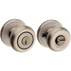 Kwikset SmartKey Juno Antique Brass Entry Lockset KW1 1-3/4 in.